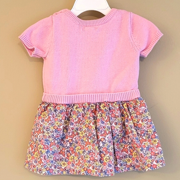 Pink sweater dress with floral cotton skirt - Picture 2 of 5